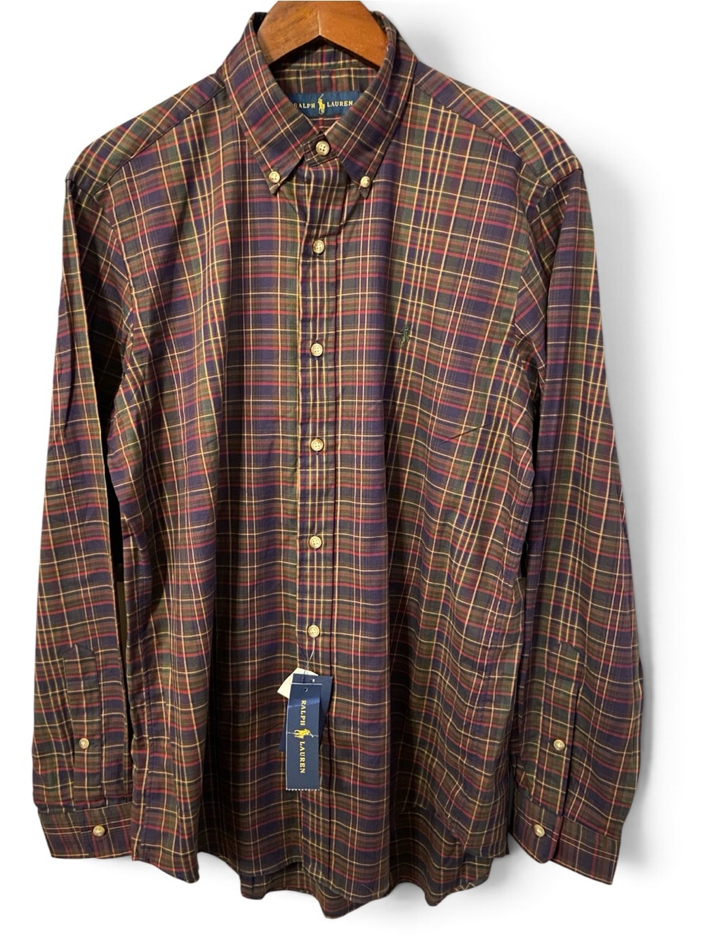 Polo Ralph Lauren Men’s Classic Tartan Plaid Oxford Shirt Large Button Down NWT